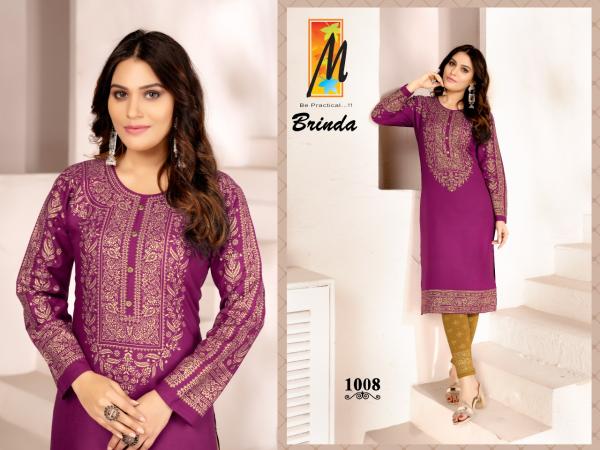 Master Brinda Beautiful Rayon Gold Print Kurti 